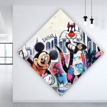 Lade das Bild in den Galerie-Viewer, Aluminiumbild gebürstet Pop Art Shopping in Dubai Raute