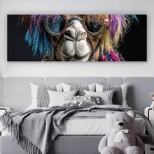 Lade das Bild in den Galerie-Viewer, Acrylglasbild Buntes Kamel mit Brille Panorama