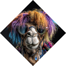 Lade das Bild in den Galerie-Viewer, Leinwandbild Buntes Kamel mit Brille Raute