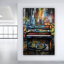 Lade das Bild in den Galerie-Viewer, Spannrahmenbild Buntes Klavier im Graffiti Look Hochformat