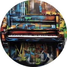 Lade das Bild in den Galerie-Viewer, Aluminiumbild Buntes Klavier im Graffiti Look Kreis