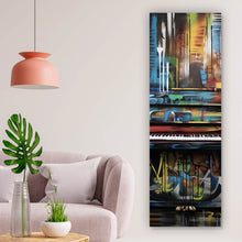 Lade das Bild in den Galerie-Viewer, Acrylglasbild Buntes Klavier im Graffiti Look Panorama Hoch