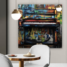 Lade das Bild in den Galerie-Viewer, Poster Buntes Klavier im Graffiti Look Quadrat