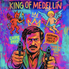 Lade das Bild in den Galerie-Viewer, Aluminiumbild gebürstet Buntes Pop Art Wandbild mit ikonischer Figur Quadrat