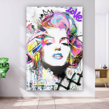 Lade das Bild in den Galerie-Viewer, Spannrahmenbild Buntes Portrait Marylin Graffiti Hochformat