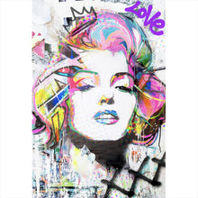 Lade das Bild in den Galerie-Viewer, Poster Buntes Portrait Marylin Graffiti Hochformat