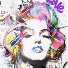 Lade das Bild in den Galerie-Viewer, Acrylglasbild Buntes Portrait Marylin Graffiti Quadrat