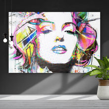 Lade das Bild in den Galerie-Viewer, Acrylglasbild Buntes Portrait Marylin Graffiti Querformat