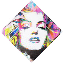 Lade das Bild in den Galerie-Viewer, Leinwandbild Buntes Portrait Marylin Graffiti Raute