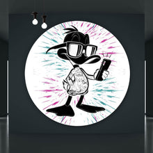 Lade das Bild in den Galerie-Viewer, Aluminiumbild gebürstet Cartoon Ente mit Smartphone Kreis