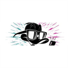 Lade das Bild in den Galerie-Viewer, Aluminiumbild gebürstet Cartoon Ente mit Smartphone Panorama