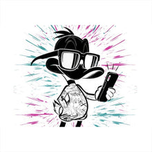 Lade das Bild in den Galerie-Viewer, Aluminiumbild gebürstet Cartoon Ente mit Smartphone Querformat
