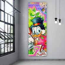 Lade das Bild in den Galerie-Viewer, Poster Cartoon Entenmotiv mit Dollarzeichen Panorama Hoch