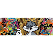 Lade das Bild in den Galerie-Viewer, Aluminiumbild gebürstet Cartoon Hasenkönig Graffiti Panorama