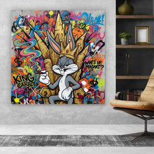 Lade das Bild in den Galerie-Viewer, Poster Cartoon Hasenkönig Graffiti Quadrat
