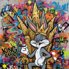 Lade das Bild in den Galerie-Viewer, Leinwandbild Cartoon Hasenkönig Graffiti Quadrat