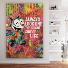 Lade das Bild in den Galerie-Viewer, Spannrahmenbild Cartoon Katze mit buntem Farbspritzer Hintergrund Hochformat