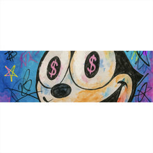 Lade das Bild in den Galerie-Viewer, Leinwandbild Cartoon Katze mit Dollarzeichen und buntem Hintergrund Panorama