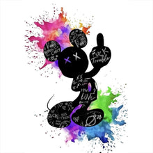 Lade das Bild in den Galerie-Viewer, Leinwandbild Cartoon Maus mit bunten Farbklecksen Hochformat