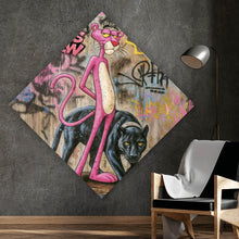 Lade das Bild in den Galerie-Viewer, Poster Catscrew zwei Panther im Street Art Stil Raute