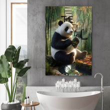 Lade das Bild in den Galerie-Viewer, Aluminiumbild gebürstet Pandabär Time to chill Hochformat