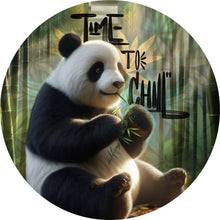 Lade das Bild in den Galerie-Viewer, Aluminiumbild gebürstet Pandabär Time to chill Kreis