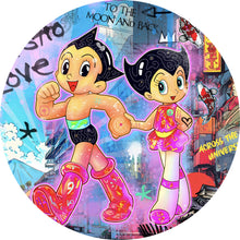 Lade das Bild in den Galerie-Viewer, Aluminiumbild gebürstet Collage Astro Zeichentrick Pop Art Kreis