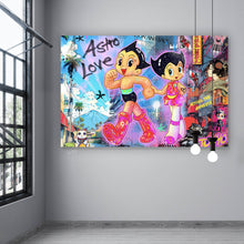 Lade das Bild in den Galerie-Viewer, Acrylglasbild Collage Astro Zeichentrick Pop Art Querformat