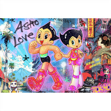 Lade das Bild in den Galerie-Viewer, Leinwandbild Collage Astro Zeichentrick Pop Art Querformat