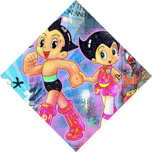 Lade das Bild in den Galerie-Viewer, Acrylglasbild Collage Astro Zeichentrick Pop Art Raute