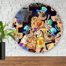 Lade das Bild in den Galerie-Viewer, Aluminiumbild gebürstet Collage Comicfiguren Pop Art Kreis