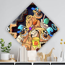 Lade das Bild in den Galerie-Viewer, Leinwandbild Collage Comicfiguren Pop Art Raute