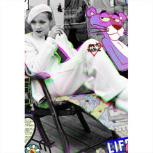 Lade das Bild in den Galerie-Viewer, Aluminiumbild gebürstet Marlene Panther Pop Art Vintage Hochformat