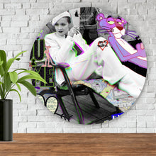 Lade das Bild in den Galerie-Viewer, Aluminiumbild gebürstet Marlene Panther Pop Art Vintage Kreis