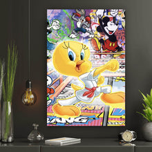 Lade das Bild in den Galerie-Viewer, Aluminiumbild Collage mit bekannten Cartoon Figuren Hochformat
