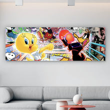 Lade das Bild in den Galerie-Viewer, Acrylglasbild Collage mit bekannten Cartoon Figuren Panorama