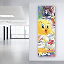Lade das Bild in den Galerie-Viewer, Aluminiumbild Collage mit bekannten Cartoon Figuren Panorama Hoch
