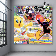 Lade das Bild in den Galerie-Viewer, Acrylglasbild Collage mit bekannten Cartoon Figuren Quadrat