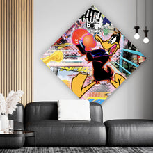 Lade das Bild in den Galerie-Viewer, Aluminiumbild gebürstet Collage mit bekannten Cartoon Figuren Raute