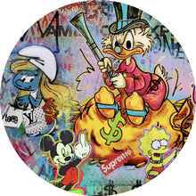 Lade das Bild in den Galerie-Viewer, Aluminiumbild gebürstet Collage Streetart Comic Figuren Kreis