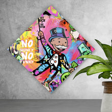 Lade das Bild in den Galerie-Viewer, Aluminiumbild gebürstet Comic Collage Spiel und Geld Raute