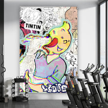 Lade das Bild in den Galerie-Viewer, Aluminiumbild gebürstet Comic Collage TinTin Pop Art Hochformat