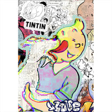 Lade das Bild in den Galerie-Viewer, Aluminiumbild Comic Collage TinTin Pop Art Hochformat