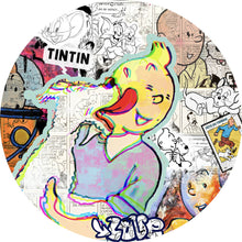 Lade das Bild in den Galerie-Viewer, Aluminiumbild gebürstet Comic Collage TinTin Pop Art Kreis