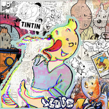 Lade das Bild in den Galerie-Viewer, Spannrahmenbild Comic Collage TinTin Pop Art Quadrat
