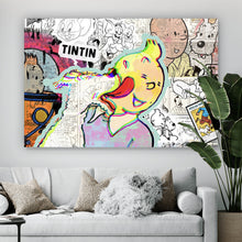 Lade das Bild in den Galerie-Viewer, Aluminiumbild Comic Collage TinTin Pop Art Querformat