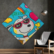 Lade das Bild in den Galerie-Viewer, Acrylglasbild Comic Hund Snoopi mit Herzmotiv Raute