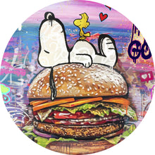 Lade das Bild in den Galerie-Viewer, Aluminiumbild gebürstet Comic Hund Snoopi Pop Art Kreis