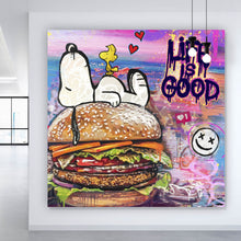 Lade das Bild in den Galerie-Viewer, Acrylglasbild Comic Hund Snoopi Pop Art Quadrat