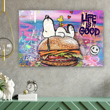 Lade das Bild in den Galerie-Viewer, Leinwandbild Comic Hund Snoopi Pop Art Querformat